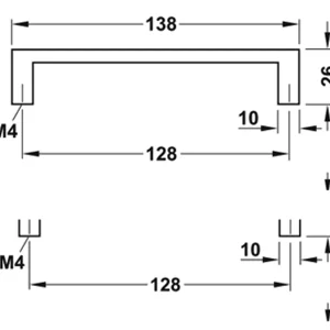 Tay nắm tủ Hafele màu bạc 110.73.904