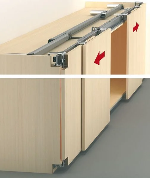 Bộ phụ kiện cơ bản cho cửa trượt thẳng 4 cánh đồng bộ Hafele 402.35.011