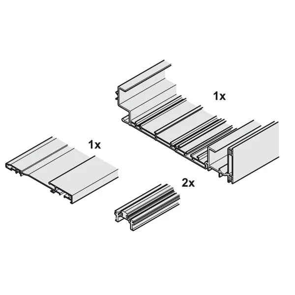 Bộ ray cho cửa trượt bằng mặt chiều rộng tủ 2331-3200 Hafele 406.11.691