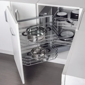 Kệ góc liên hoàn Hafele Inox 304 Mở trái 548.21.012