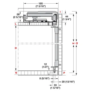 Cửa trượt bằng mặt cho tủ rộng 1800 mm Hafele 406.11.224