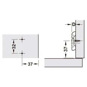 Đế của bản lề với 4 lỗ vít không giảm chấn Hafele 311.03.104