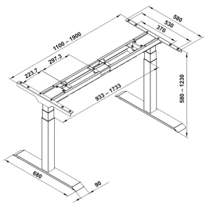 Phụ kiện bàn nâng hạ điện tử 2 chân Hafele 633.44.061