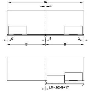 Bộ phụ kiện cửa trượt bằng mặt chiều rộng tủ 1531-1930 mm Hafele 406.11.285