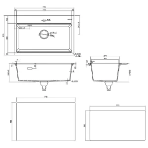 Chậu đá Hafele 770mm HS22-GEN1S90M màu đen 577.25.330