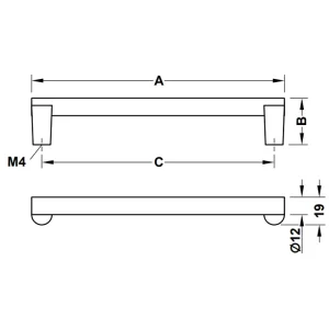 Tay nắm tủ Hafele mạ thiếc cổ 143mm 106.69.160