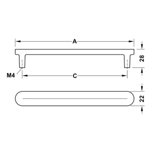 Tay nắm tủ Hafele màu kim loại xám 214mm 106.70.201