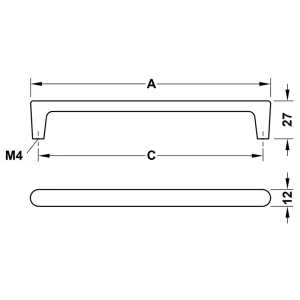 Tay nắm tủ Hafele màu mạ crom bóng 172mm 106.69.032