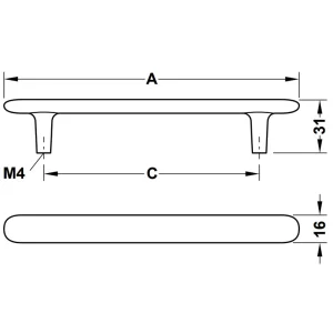 Tay nắm tủ Hafele màu mạ vàng mờ 206mm 106.70.111
