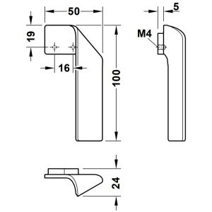 Tay nắm tủ bên trái Hafele màu mạ thiếc 100mm 101.69.507