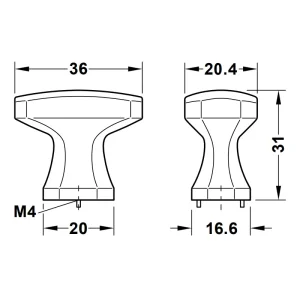Tay nắm tủ Hafele màu đồng 36mm 106.70.173
