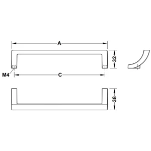 Tay nắm tủ Hafele màu mạ niken đen mờ 74mm 106.69.320