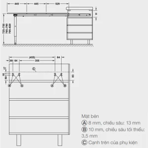 Phụ kiện mở rộng bàn âm tủ rộng 562mm Hafele 642.19.927