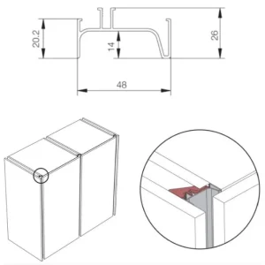 Tay nắm dọc đơn Gola/ Lắp mặt bên chiều dài hữu dụng 2400 mm màu vàng Hafele 126.37.973