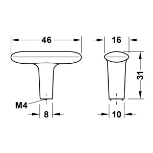 Tay nắm tủ Hafele màu vàng mờ 46mm 106.70.123
