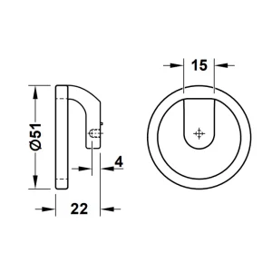 Tay nắm tủ Hafele màu đồng 51mm 106.70.186