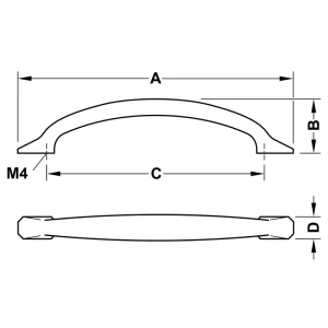 Tay nắm tủ Hafele màu vàng mờ 368mm 106.70.163