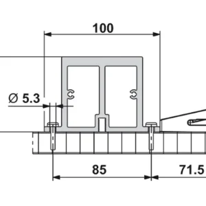 Thanh gia cố cho ray trượt, dành cho hệ thống đôi dài đến 2800 mm mà không có tấm giữa. Có kèm đế nối, độ trũng tối đa của tấm trên tủ < 2mm (khi cánh tủ đóng) Hafele 408.30.970