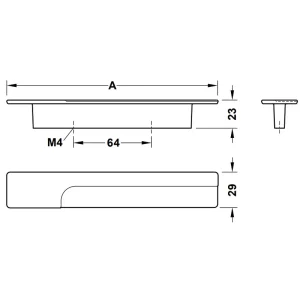 Tay nắm tủ Hafele màu xám đá phiến 124mm 106.70.260