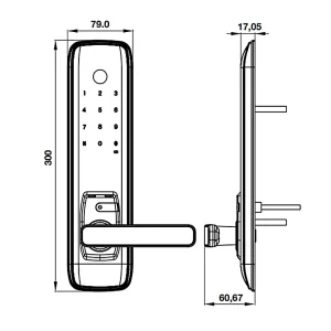 Khóa điện tử Hafele EL7800 PLUS 912.20.569 (mã số, thẻ từ, vân tay, chìa cơ, kết nối App)