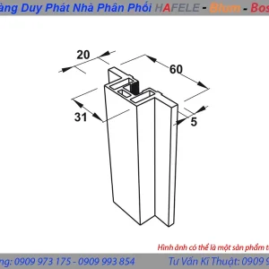 Khung bên No.52h màu bạc 3m Hafele 403.75.350