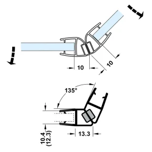 Ron cửa kính nam châm Hafele 135° cho kính >10-12 mm 950.50.037