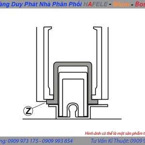 Thanh nhôm Z cho cánh cố định màu bạc 3m Hafele 403.75.436