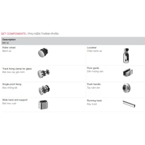 Trọn bộ cửa trượt phòng tắm Oval – Ray 2000mm Hafele 981.06.320