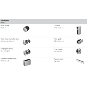 Trọn bộ cửa trượt phòng tắm Vuông – Ray 2000mm Hafele 981.71.101