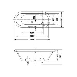 Bồn tắm độc lập cổ điển Hafele 588.55.650