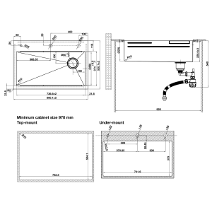 Chậu rửa chén Hafele 800mm HS25-SSN1S-8052 màu Titan 567.24.488