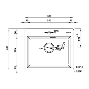 Chậu đá Hafele 540mm HS22-GEN1S60M màu đen 577.25.320