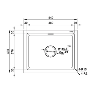 Chậu đá Hafele 540mm HS22-GEN1S60S màu kem 577.25.400