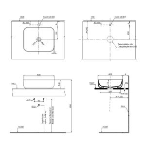 Chậu đặt bàn KOBE 500x400x140 Hafele 588.79.079