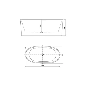 Bồn tắm đặt sàn độc lập KOBE hình bầu dục 1600 Hafele 588.99.680