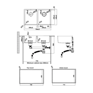 Chậu rửa chén Hafele 750mm HS24-SSN2S-750 567.24.427