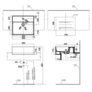 Chậu sứ bán âm REGAL 500x435x175mm Hafele 588.79.080