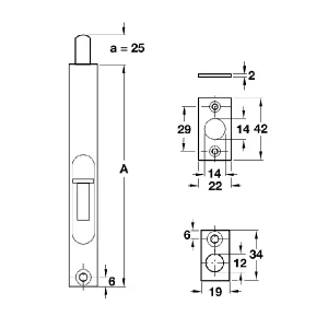 Chốt âm Hafele DIY Đồng bóng 254mm 489.71.411