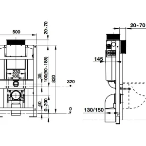 Két nước âm Mechanical 820 cho bồn cầu treo Hafele 588.73.922