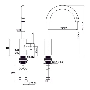Vòi rửa chén Hafele HT25-SH1F220 570.85.047