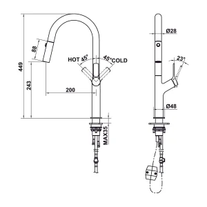 Vòi rửa chén Hafele HT25-SH1F449 Chrome mờ 570.85.045