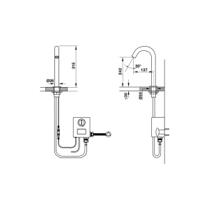 Vòi cảm ứng đặt bàn H245 Hafele 589.64.000