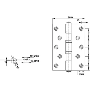 Bản lề lá Hafele 4BB 127x89x3mm màu đen 926.20.053