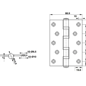 Bản lề lá Hafele 2BB 127x89x3mm 926.25.104