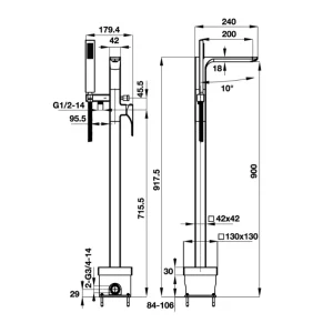 Bộ trộn bồn tắm đặt sàn REGAL Hafele 495.61.128