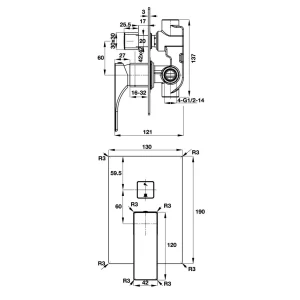 Bộ trộn bồn tắm âm Regal Hafele 495.61.127