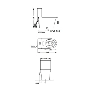 Bồn cầu một khối Sapporo Hafele 588.79.407
