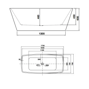 Bồn tắm độc lập Nagoya hình chữ nhật 1700 Hafele 588.99.610