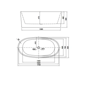Bồn tắm độc lập Nagoya hình bầu dục 1700 Hafele 588.99.620