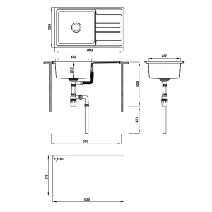 Chậu rửa chén Hafele 860mm HS20-SSN1S60 567.20.266